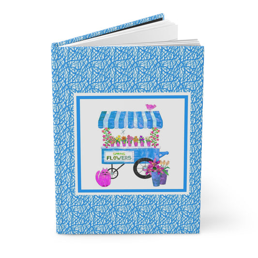 Spring Flower Cart Collage Hardcover Journal Matte