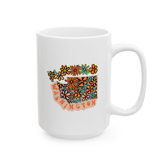 Retro 70s Flowers Washington Ceramic Mug 11 oz and 15 oz