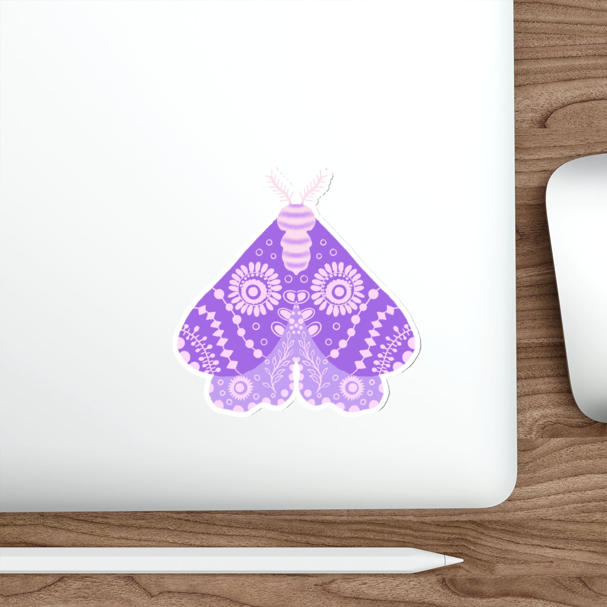 Folk Art Moth in Purple Die Cut Sticker