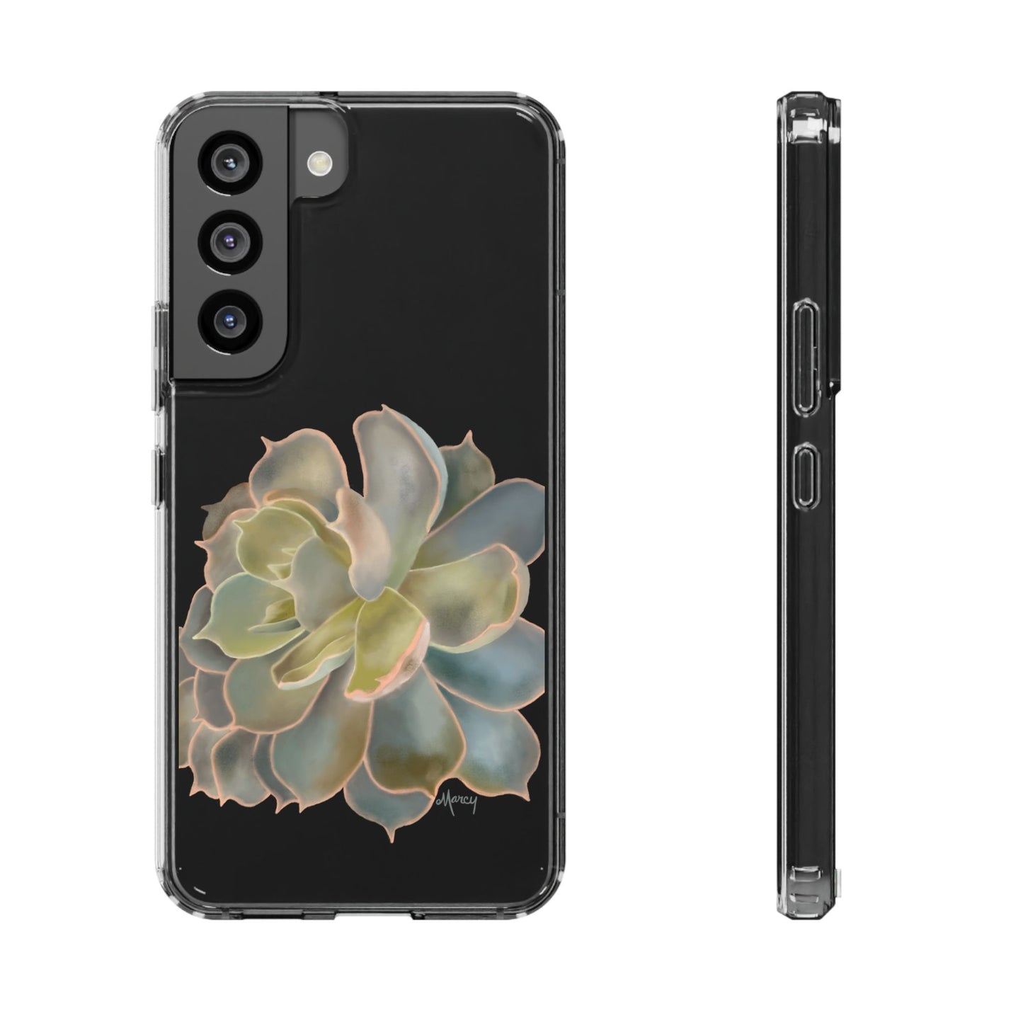 Gray and Green Succulent Clear Cases