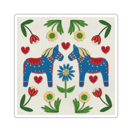 Swedish Folk Art Dala Horse Die Cut Sticker