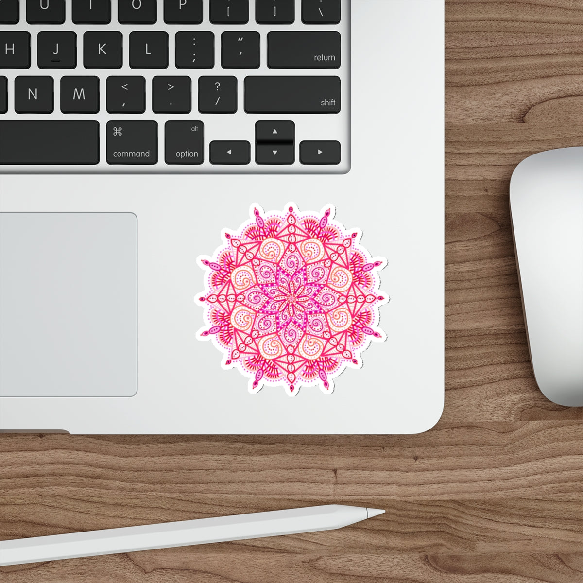 Boho Pink and Orange Mandala Die Cut Sticker