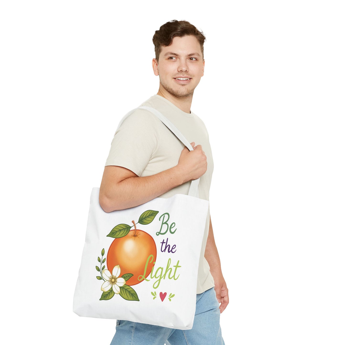 Be the Light Orange Floral Tote Bag