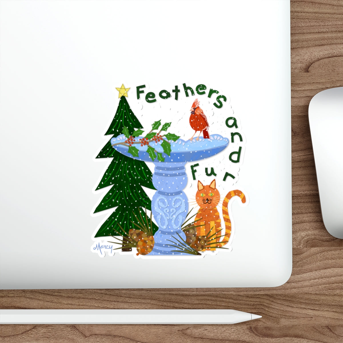 Feathers and Fur Collage Die Cut Sticker