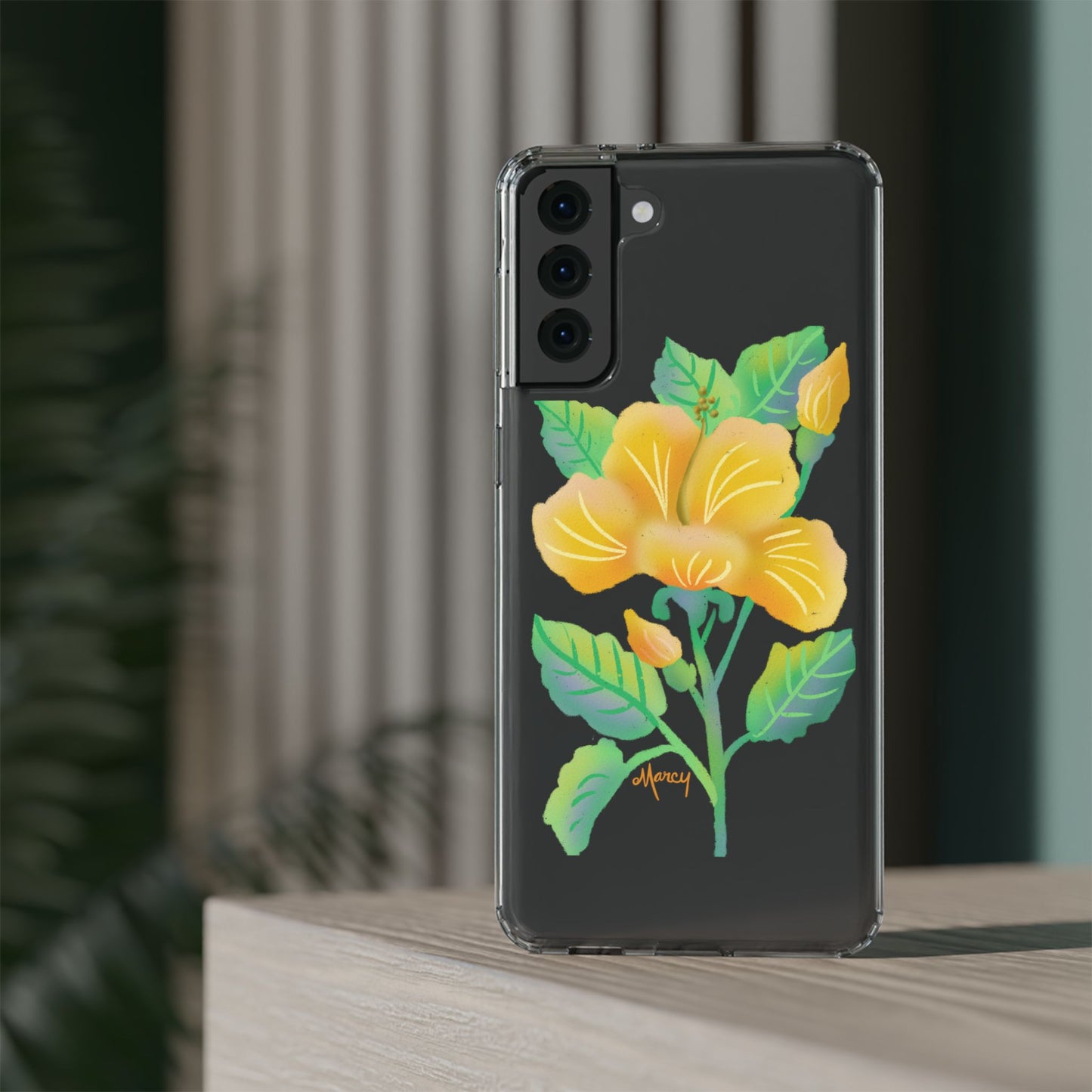 Yellow Hibiscus Blossom Clear Cases