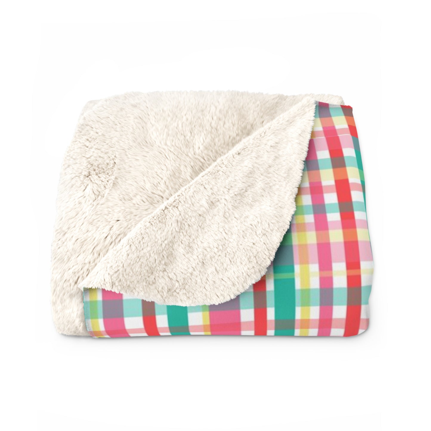 Hibiscus Garden Plaid Sherpa Fleece Blanket