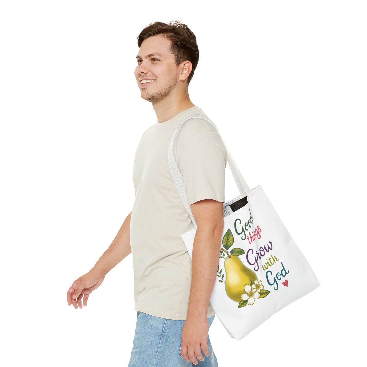 Faithful Harvest Tote — "Good Things Grow with God" Inspirational Grocery Bag