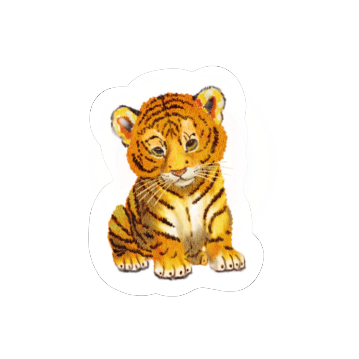 Tiger Cub Sticker — Cute Watercolor Baby Tiger Vinyl Decal for Laptops, Water Bottles & Journals
