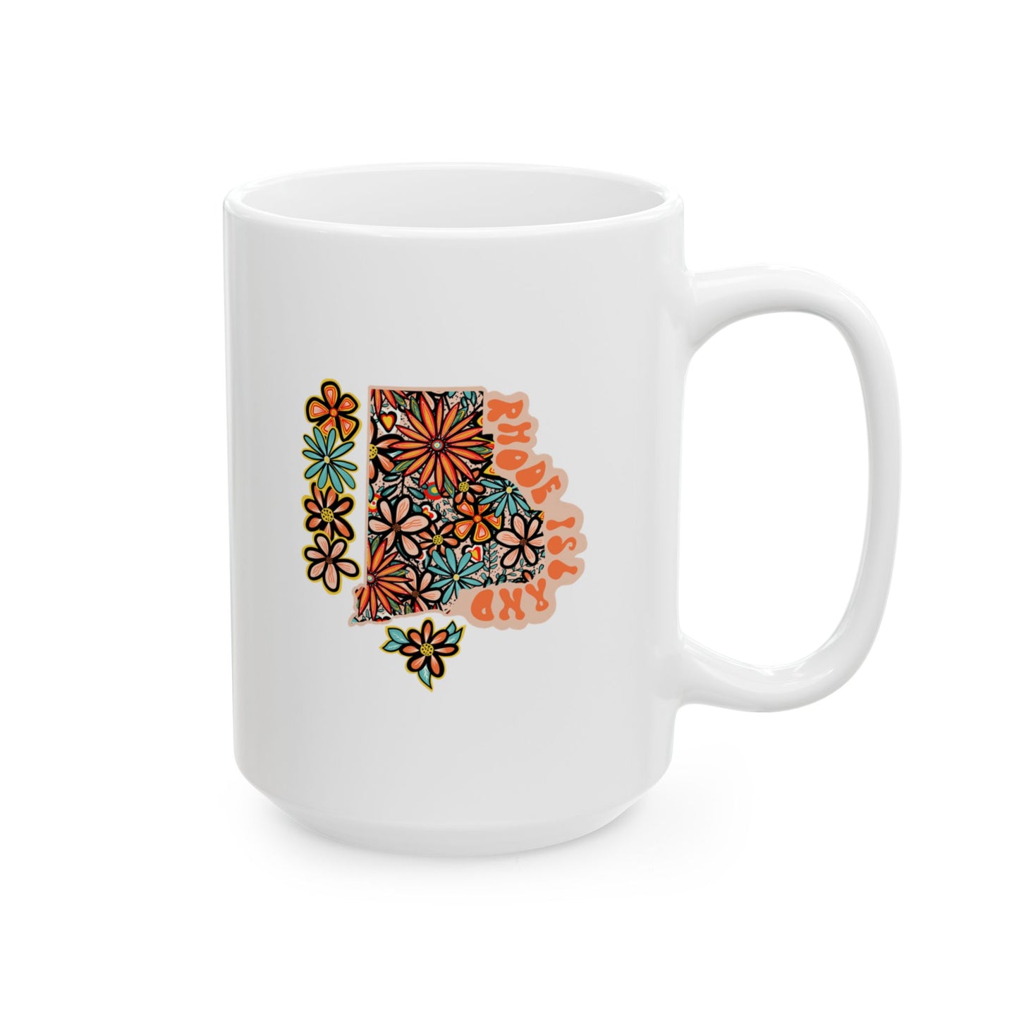 Retro 70s Flowers Rhode Island Ceramic Mug 11 oz and 15 oz