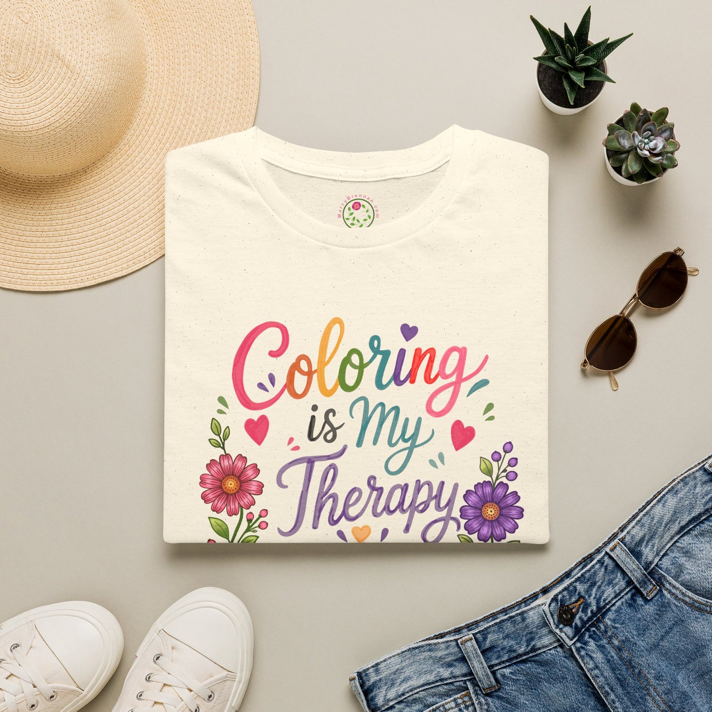 Coloring Is My Therapy T-Shirt — Floral Adult Coloring Hobby Tee