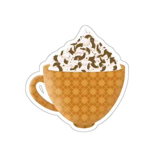 Hot Chocolate in Gold Plaid Cozy Mug Die Cut Sticker