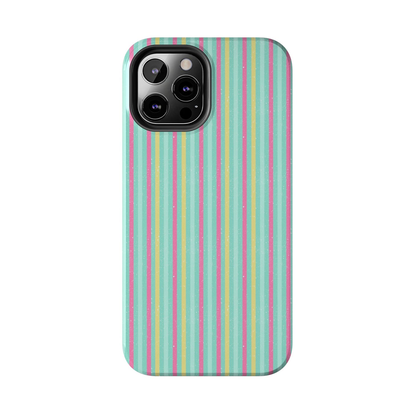 Pastel Christmas Stripes on Turquoise Tough Phone Cases