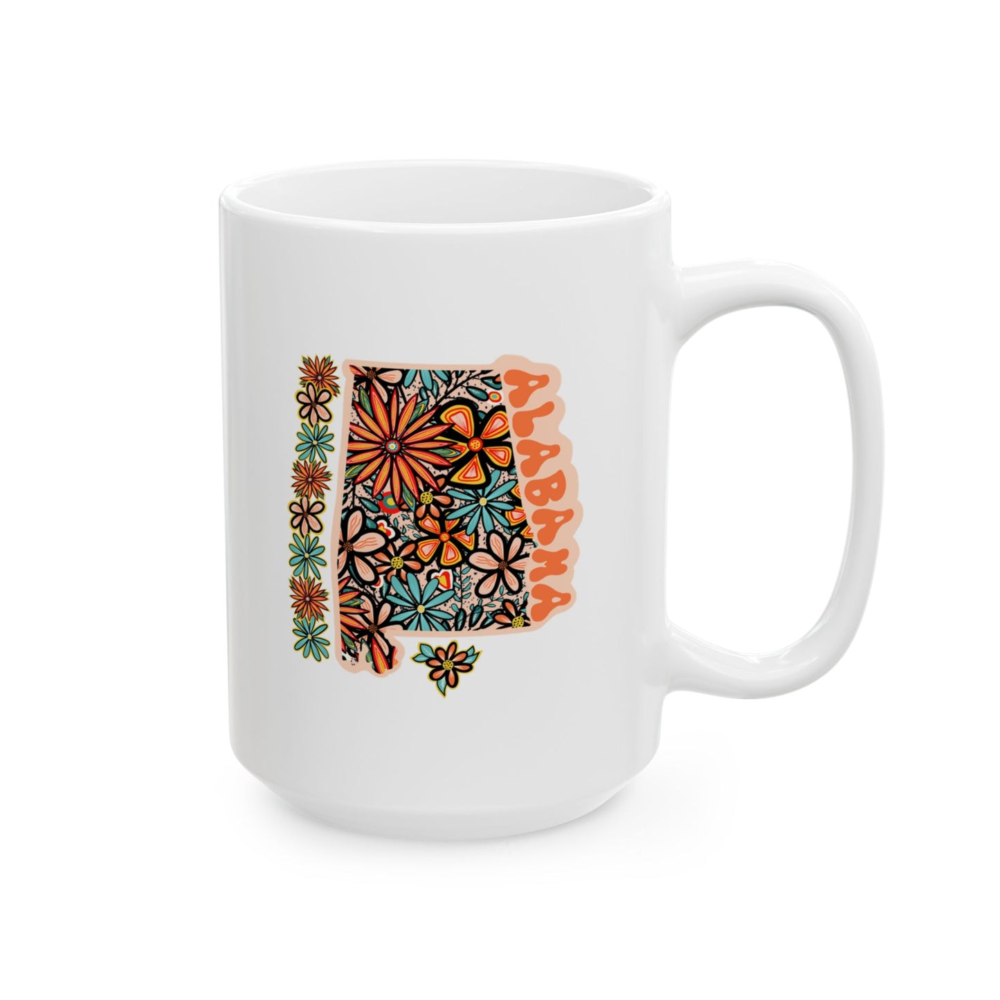 Retro 70s Flowers Alabama Ceramic Mug 11 oz and 15 oz