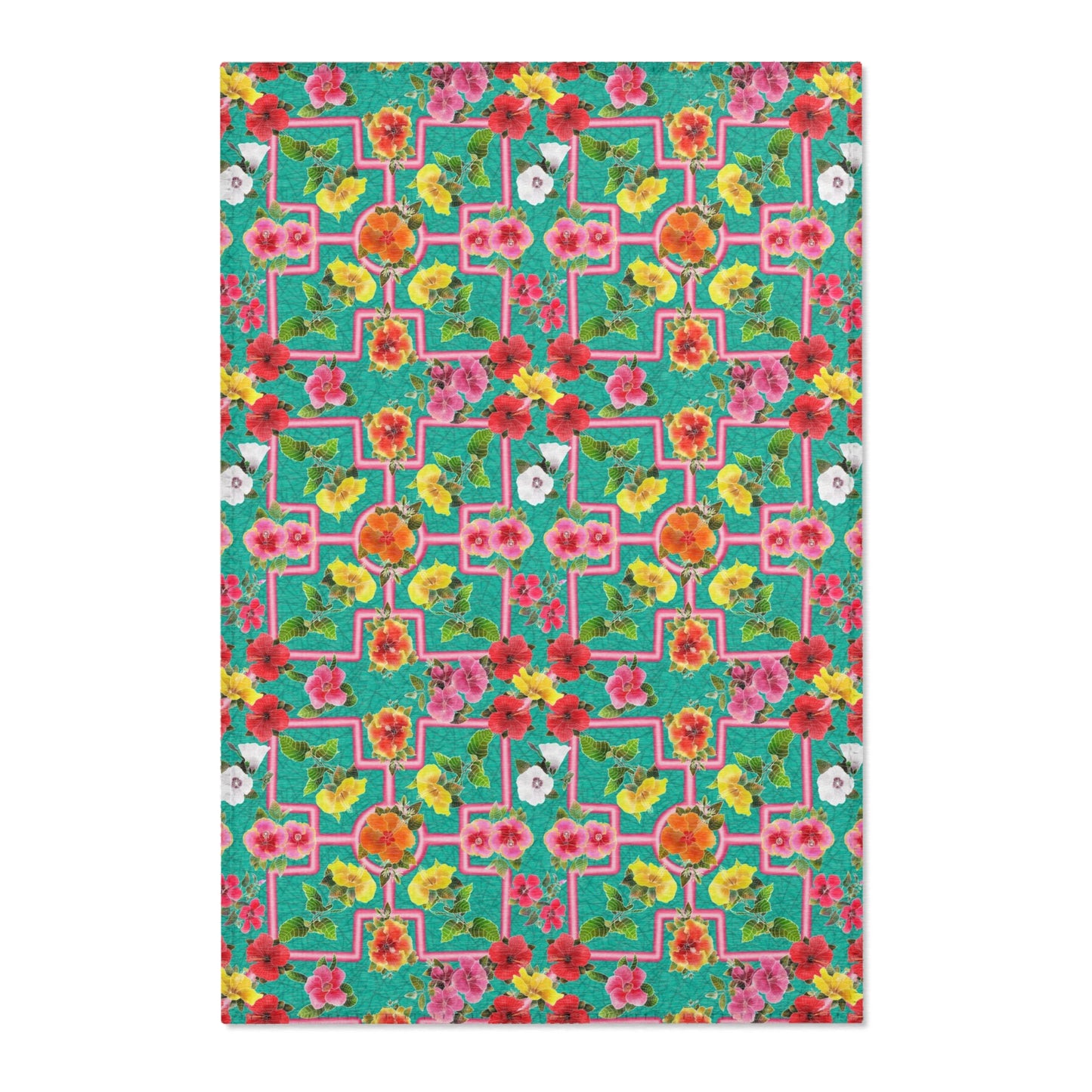 Formal Area Rug: Vibrant Cocktails on Turquoise with White Dots