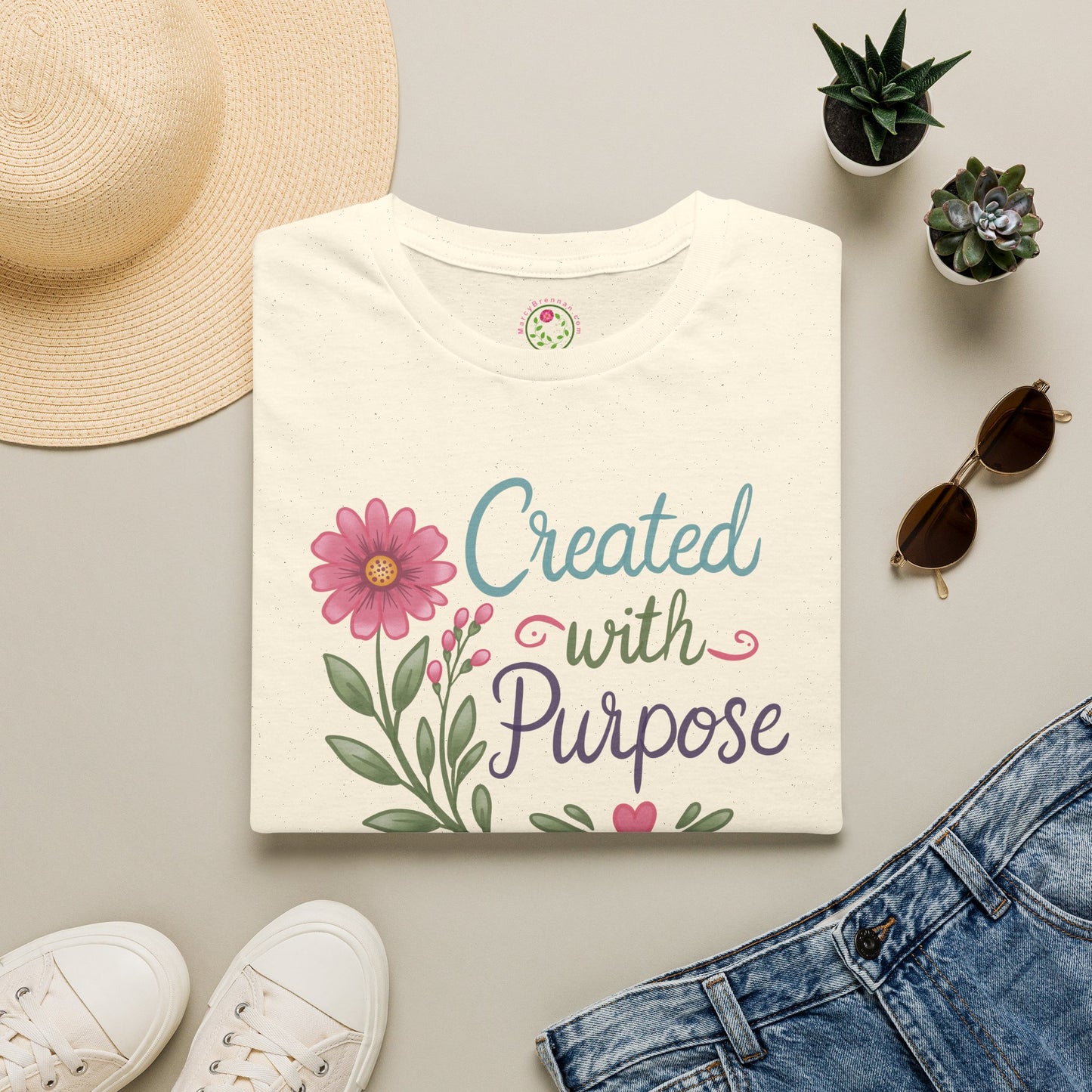 Created With Purpose Tee — Floral Inspirational Women's T-Shirt