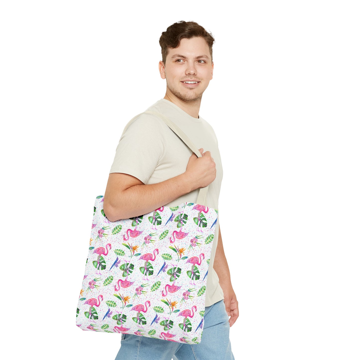Flamingo Party on White Tote Bag