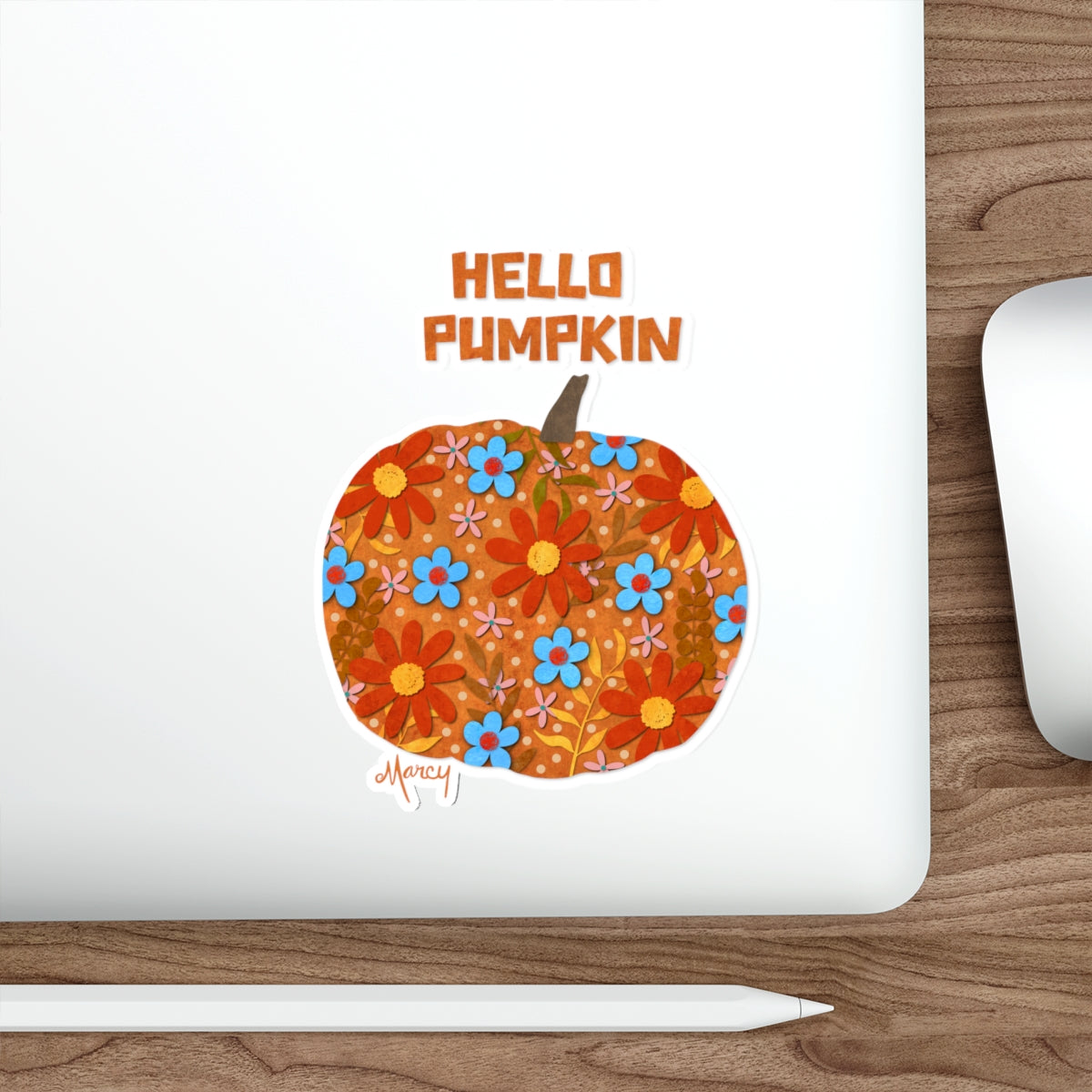Hello Pumpkin Collage Die Cut Sticker