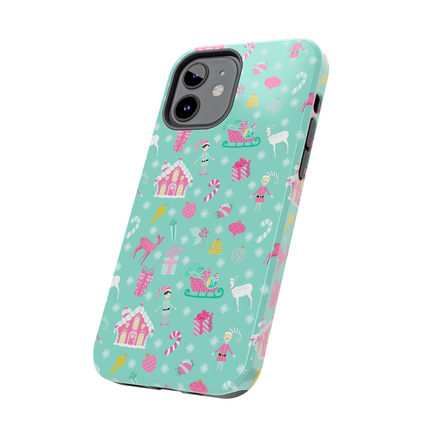 Pastel Christmas on Turquoise Tough Phone Cases