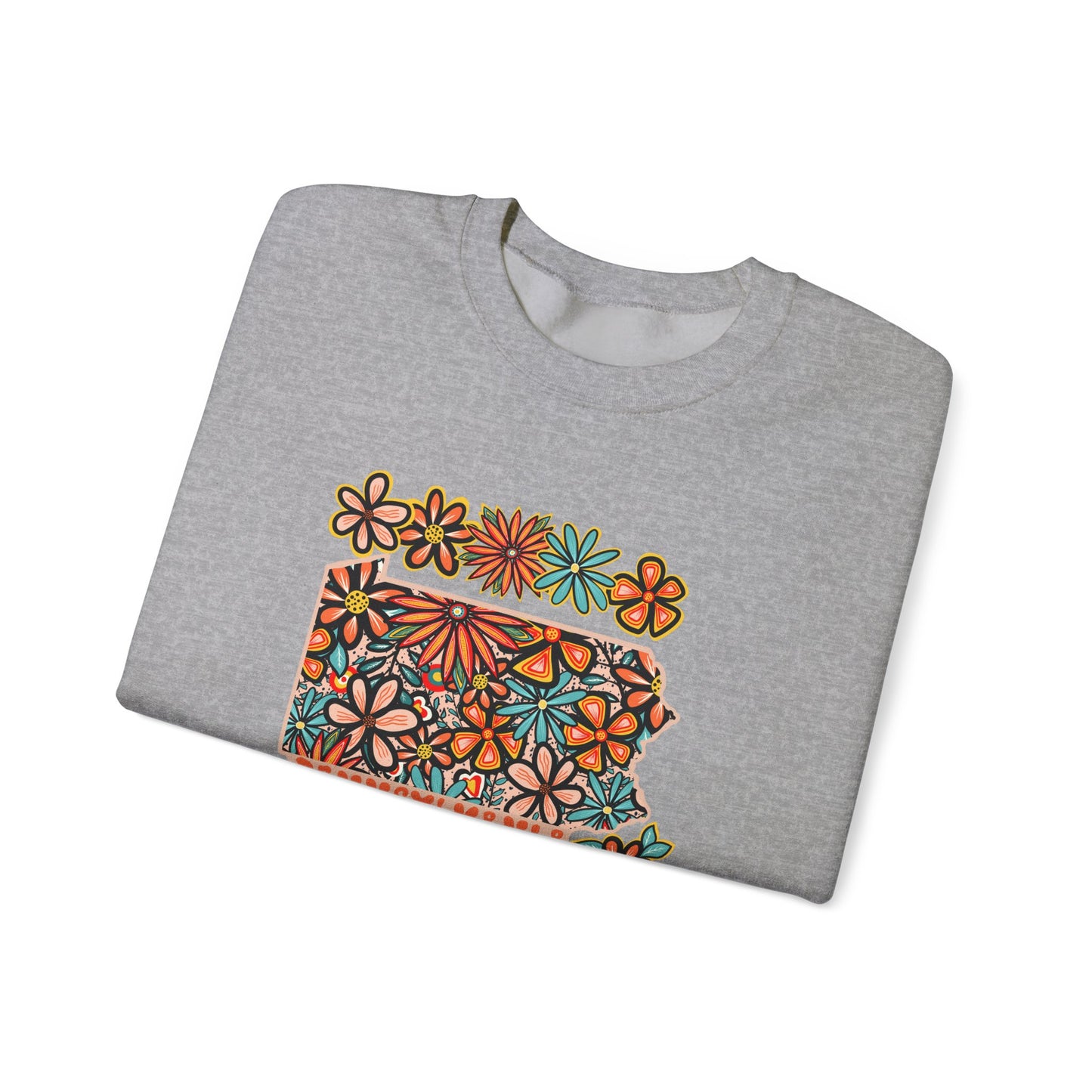 Retro 70s Flowers Pennsylvania State Design — Heavy Blend™ Crewneck Sweatshirt