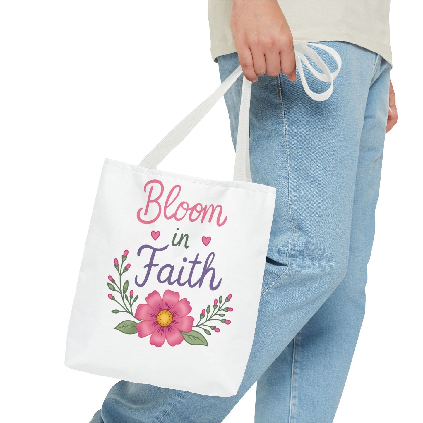 Bloom in Faith Floral Tote Bag — Inspirational Scripture Gift