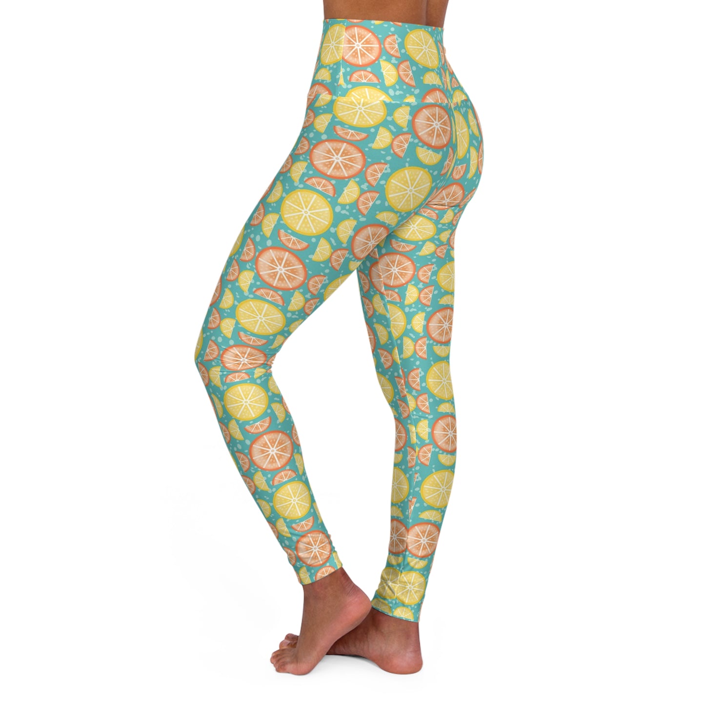 Citrus Slices Geometric Design High Waisted Yoga Leggings