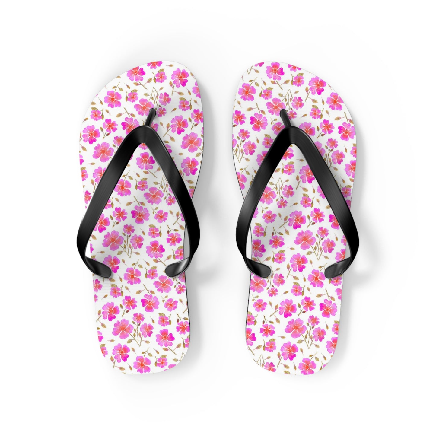 Hot Pink Wild Roses Flip Flops