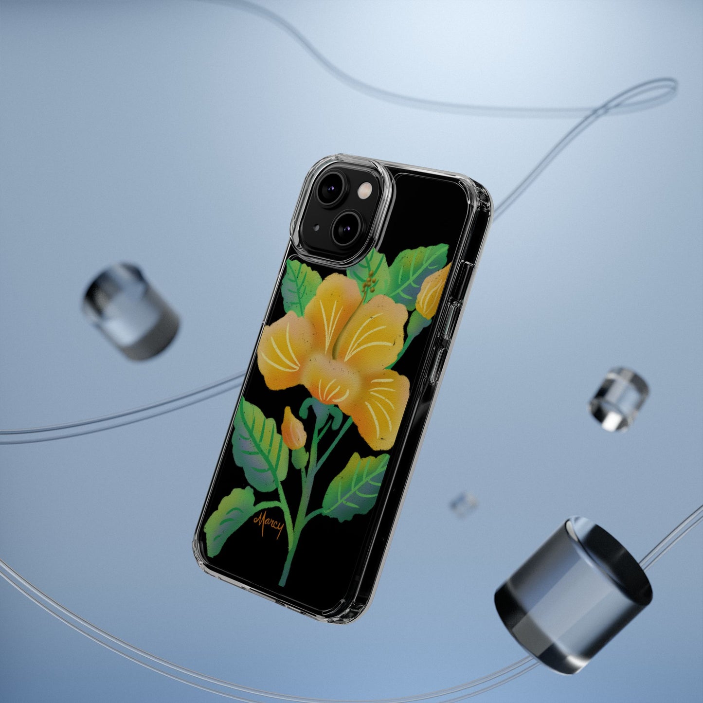 Yellow Hibiscus Blossom Clear Cases