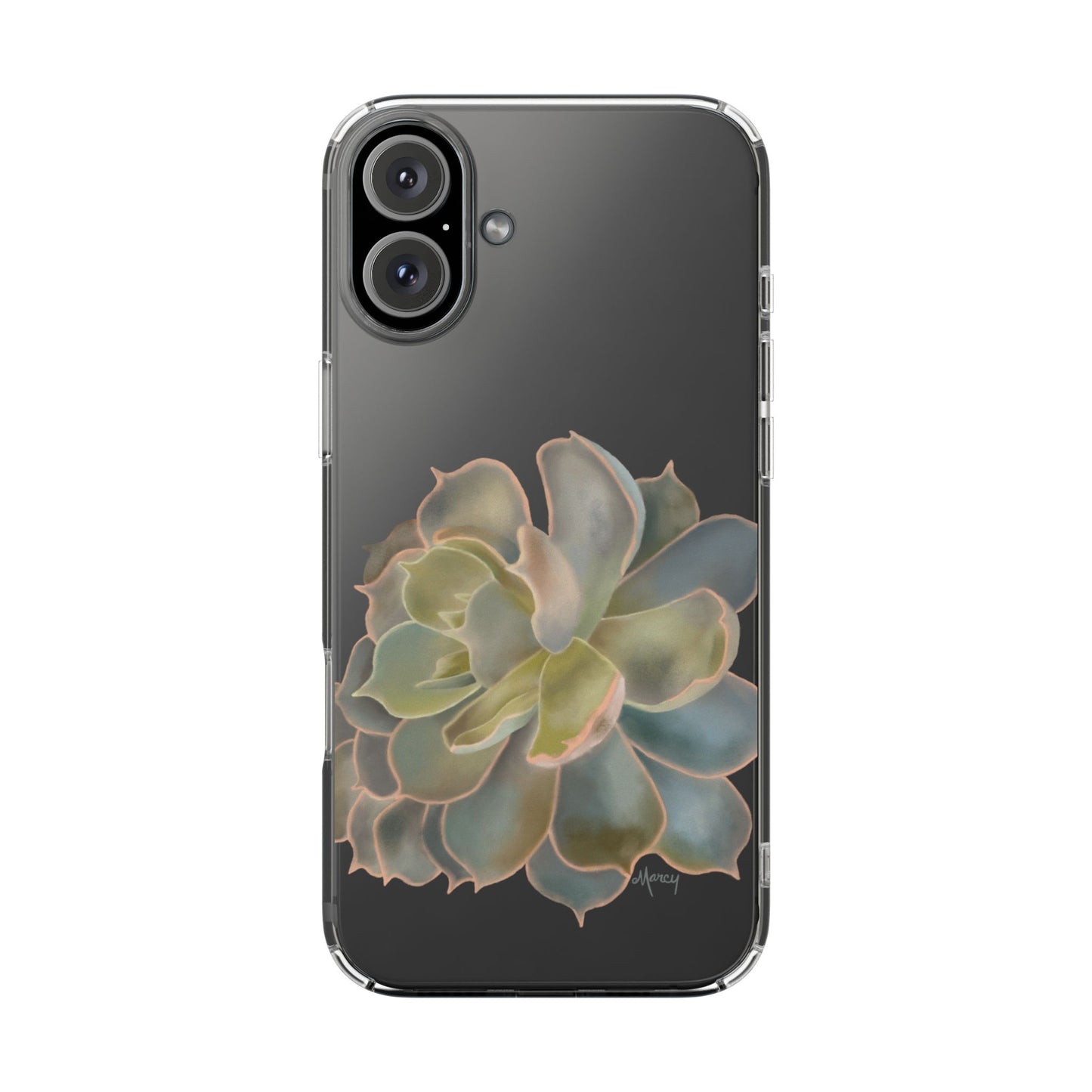 Gray and Green Succulent Clear Cases