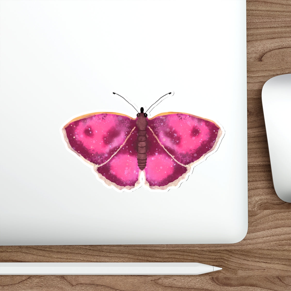 Watercolor Moth in Pink Die Cut Sticker