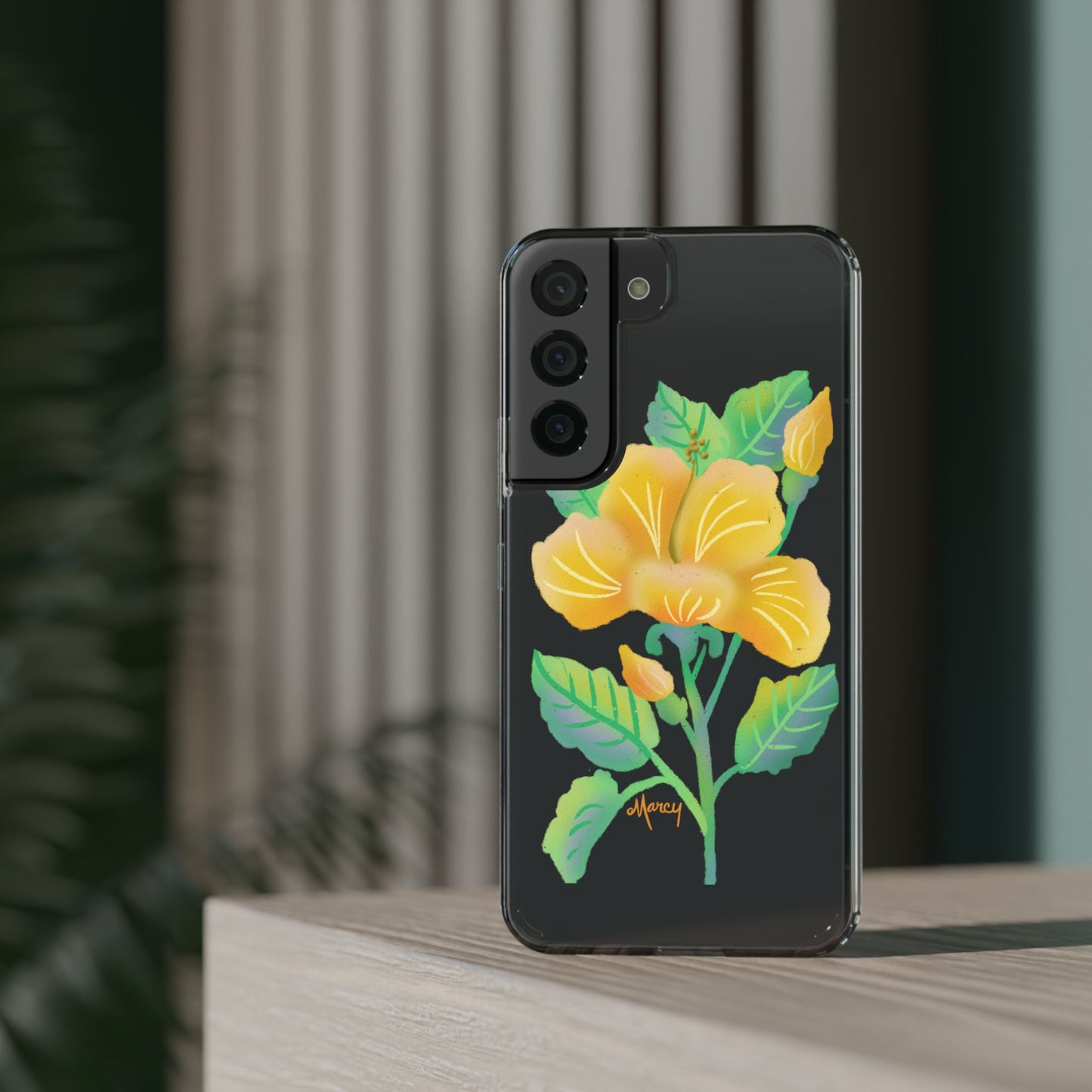 Yellow Hibiscus Blossom Clear Cases