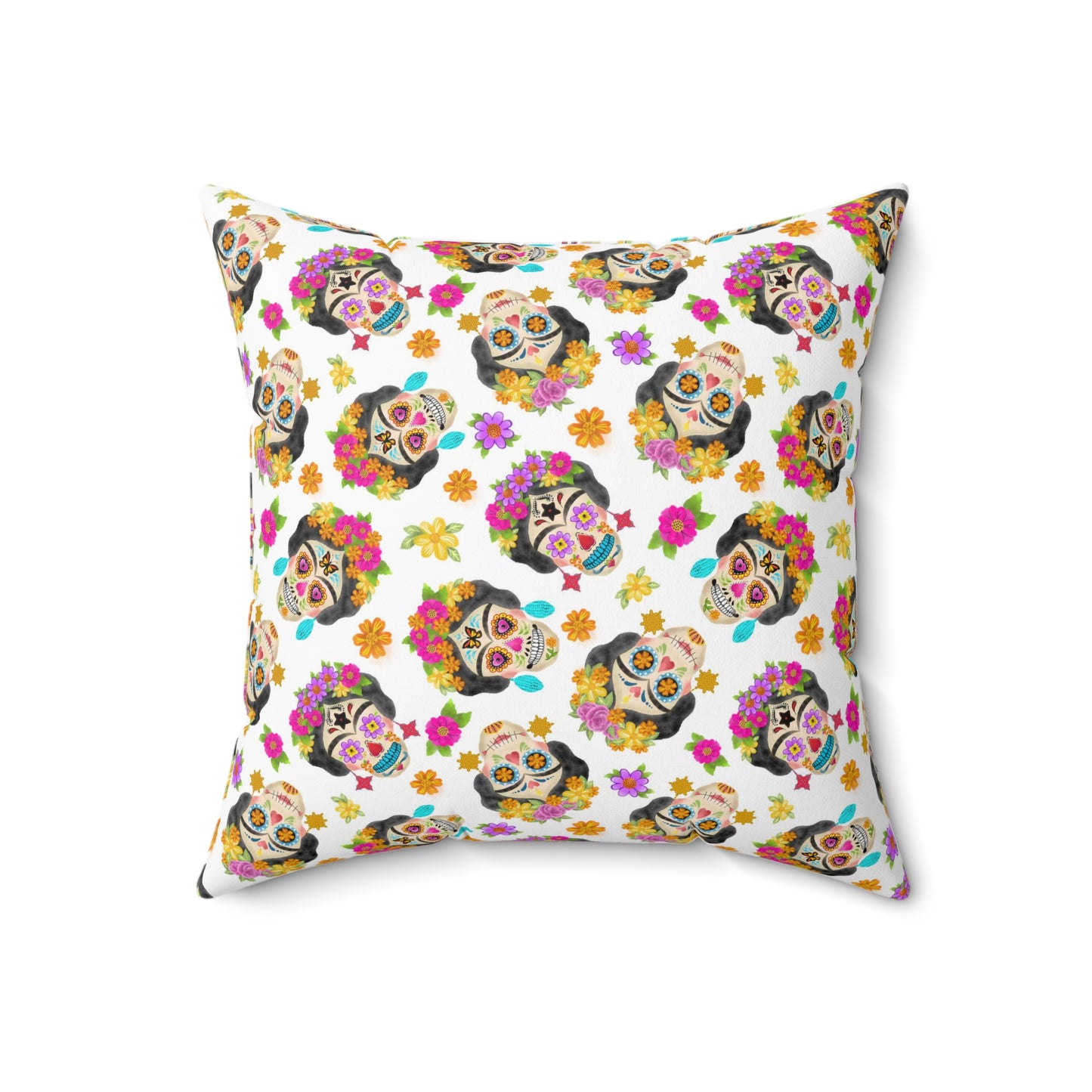 Frida Sugar Skulls Spun Polyester Square Pillow