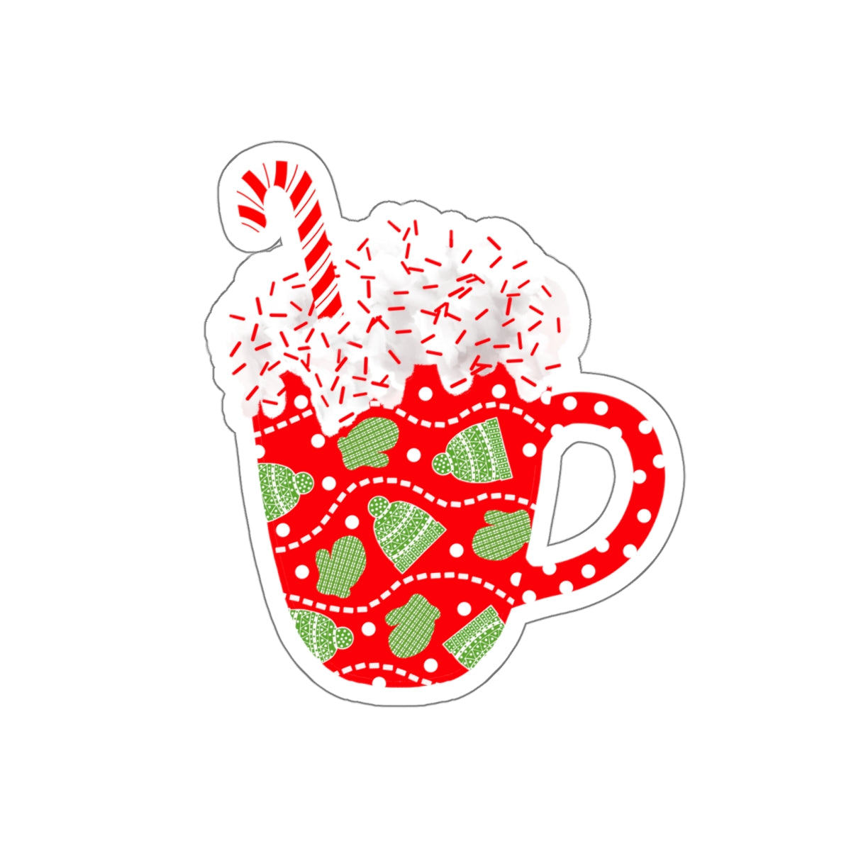 Winter Cocoa in a Mittens and Gloves Cozy Mug Die Cut Sticker