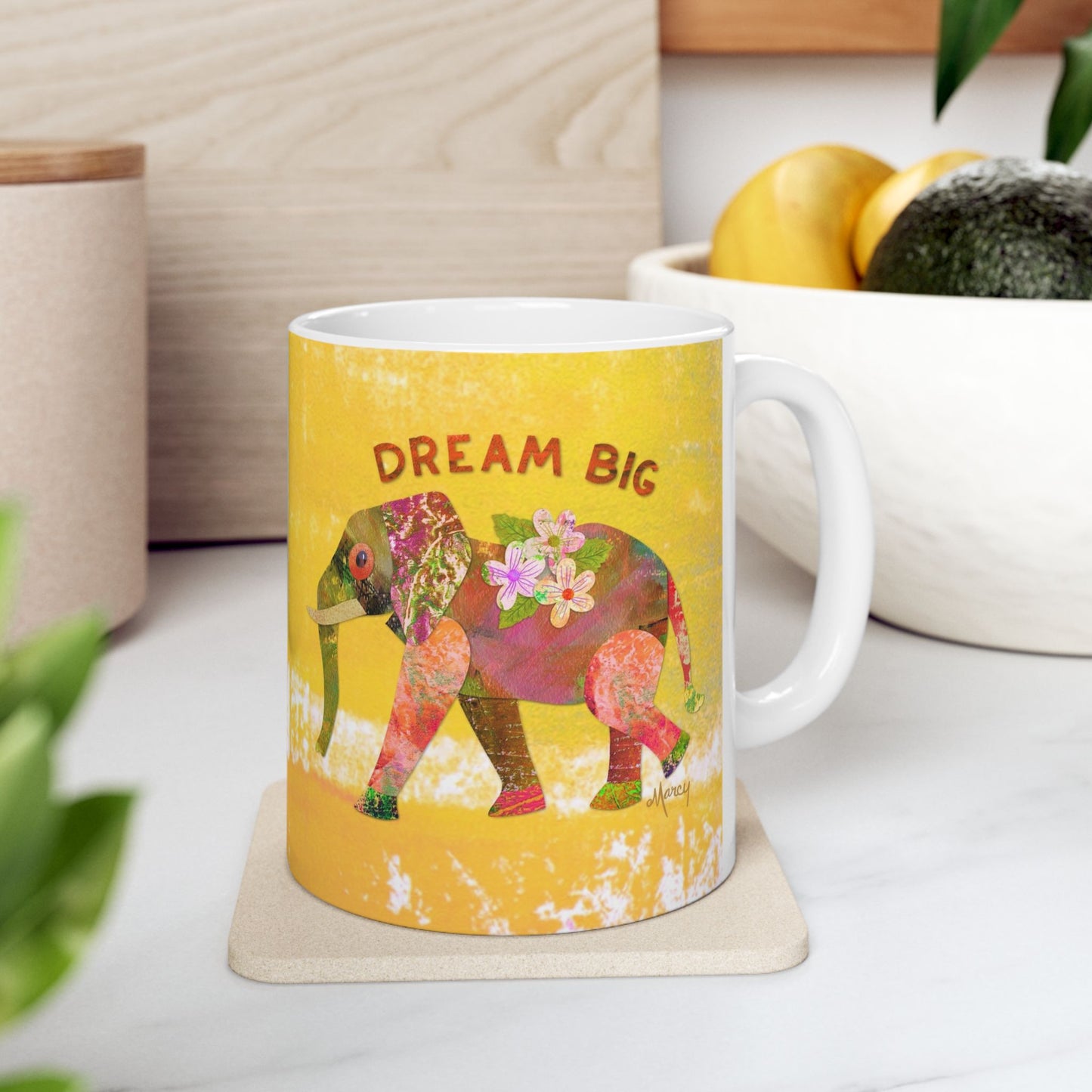 Dream Big Elephant Collage Ceramic Mug 11oz & 15oz