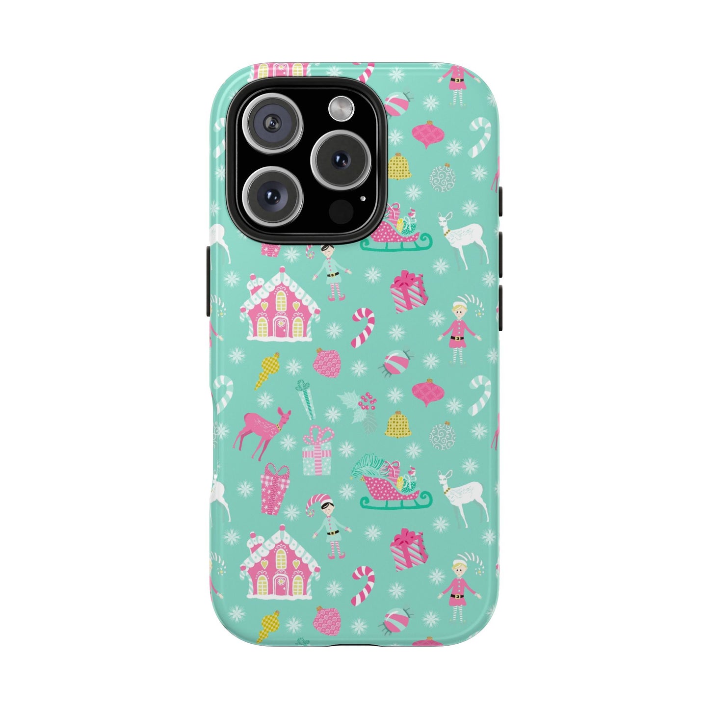 Pastel Christmas on Turquoise Tough Phone Cases