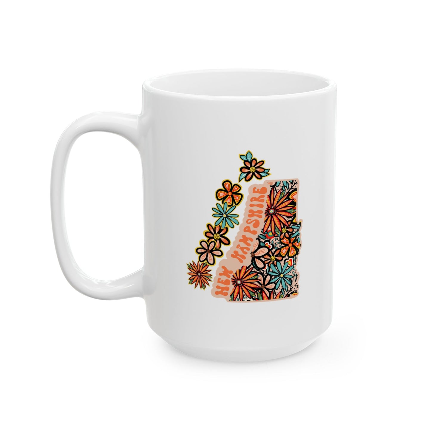 Retro 70s Flowers New Hampshire Ceramic Mug 11 oz and 15 oz