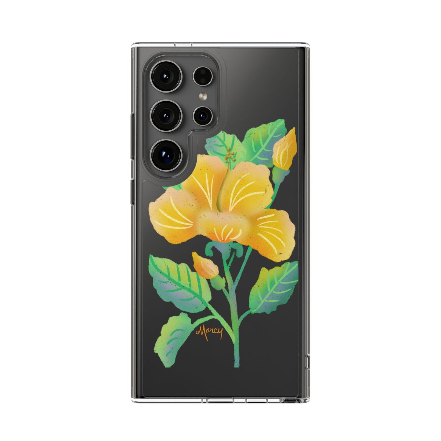 Yellow Hibiscus Blossom Clear Cases