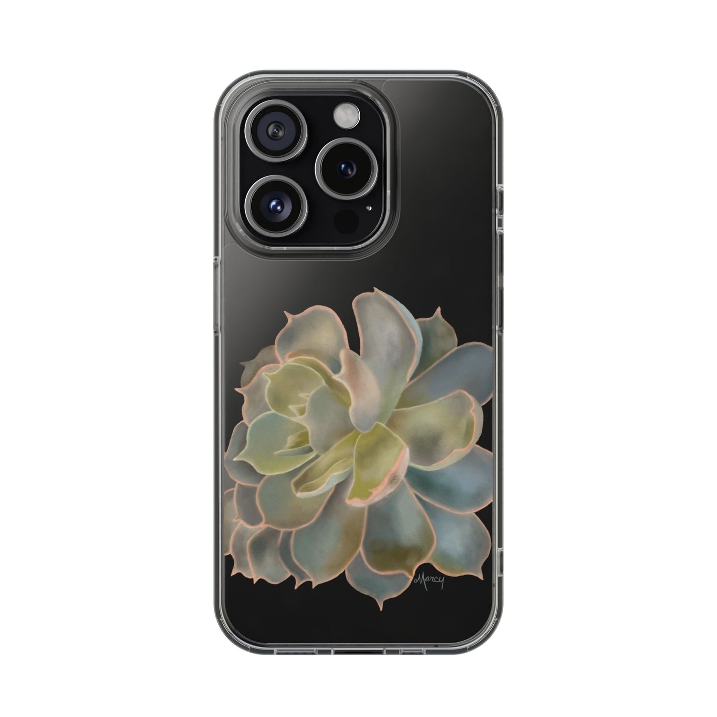 Gray and Green Succulent Clear Cases