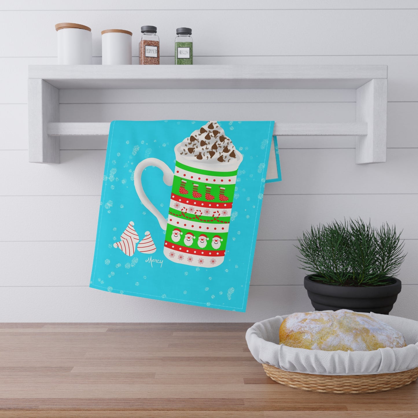 Hot Chocolate Cozy Holiday Mug Kitchen Towel