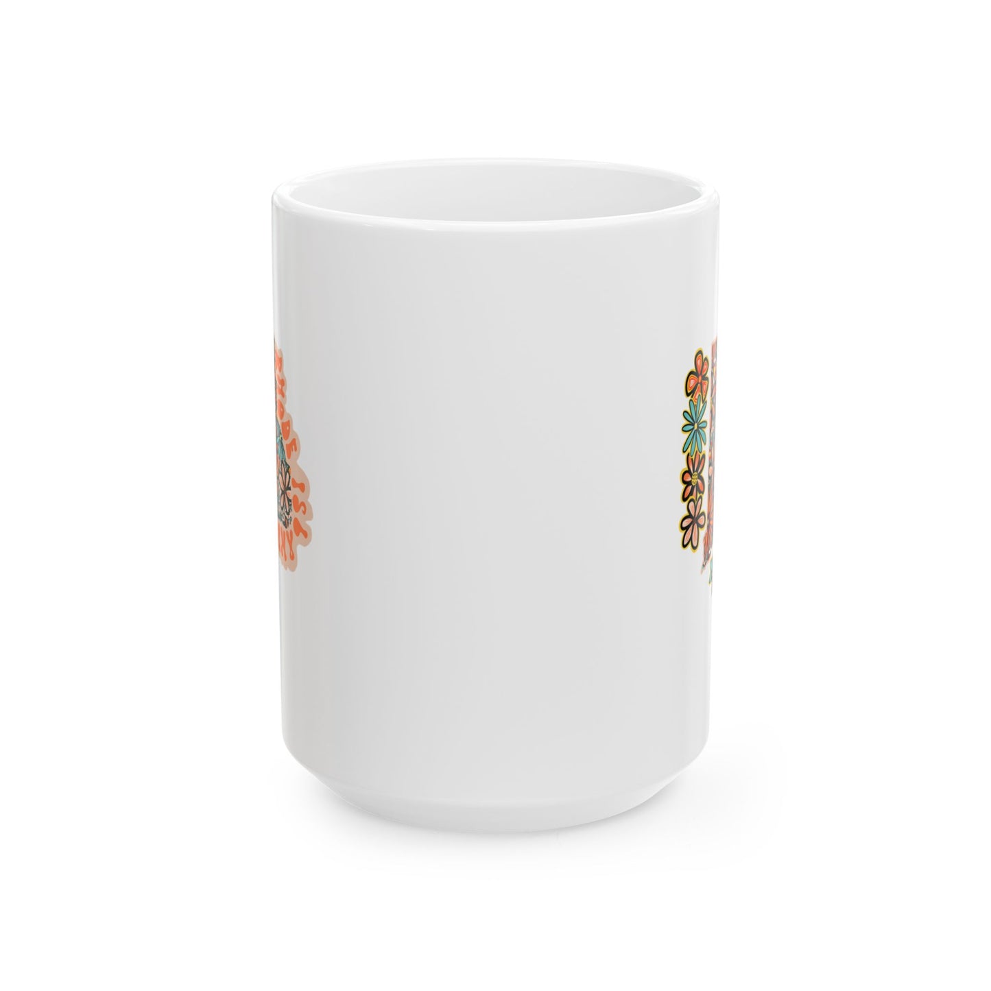 Retro 70s Flowers Rhode Island Ceramic Mug 11 oz and 15 oz