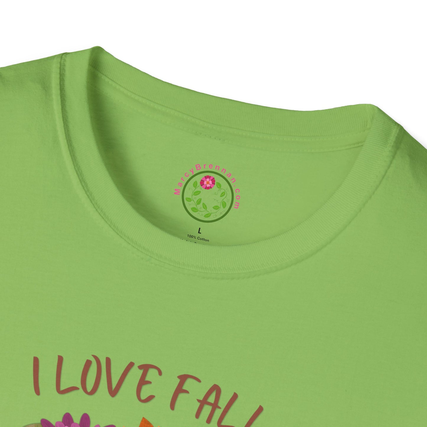 I Love Fall Most of All Autumn Wreath Collage Softstyle T-Shirt