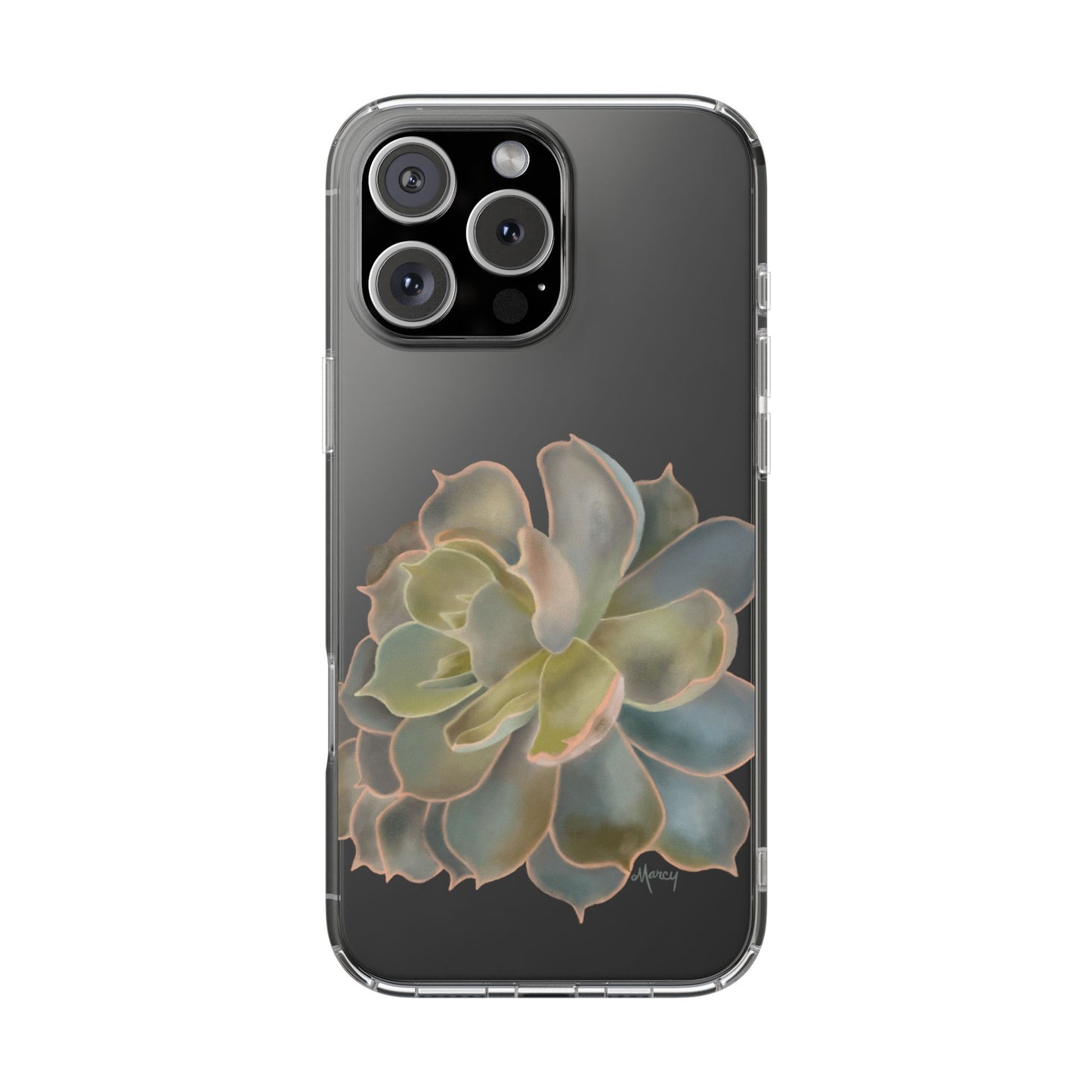 Gray and Green Succulent Clear Cases