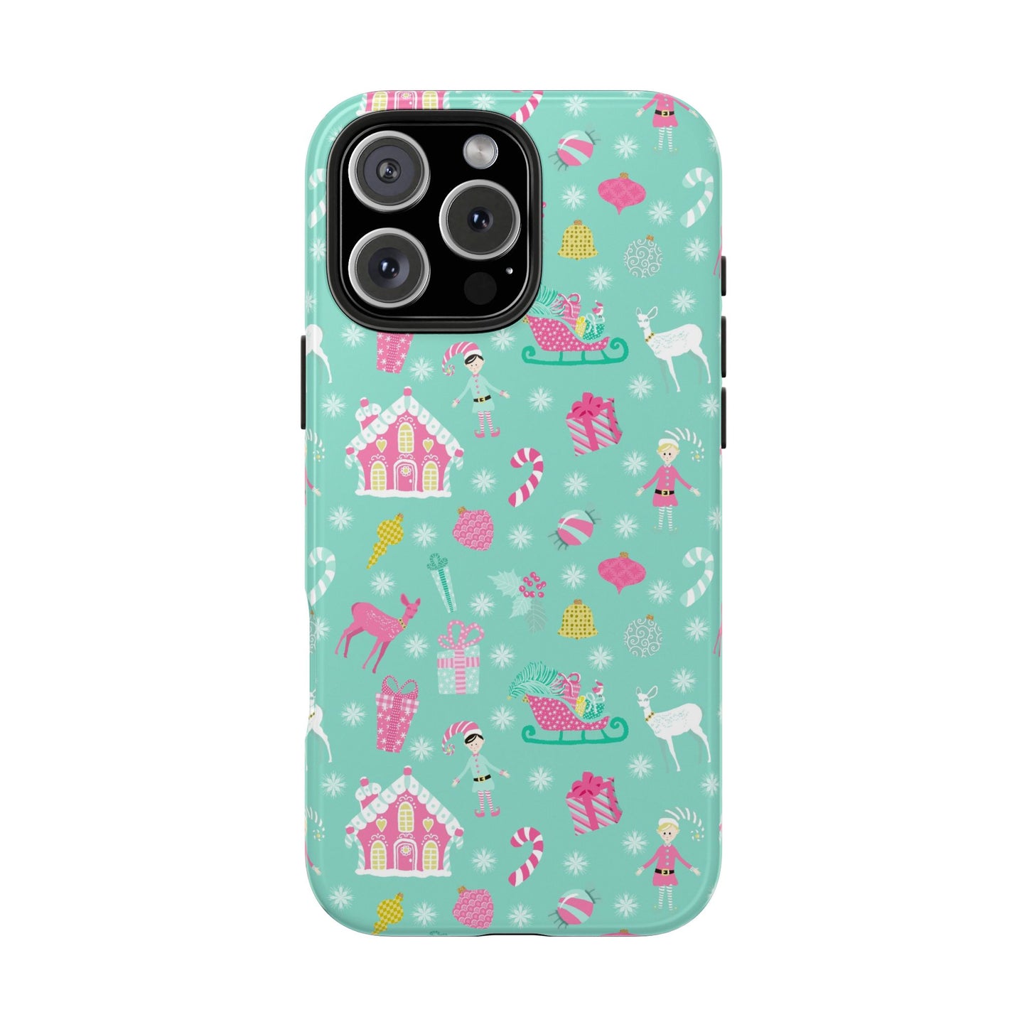 Pastel Christmas on Turquoise Tough Phone Cases