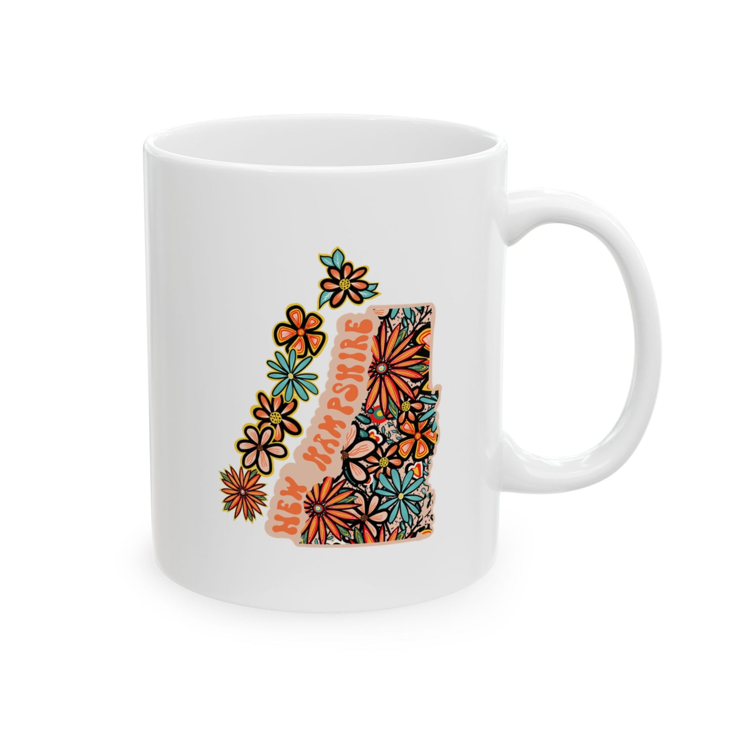 Retro 70s Flowers New Hampshire Ceramic Mug 11 oz and 15 oz