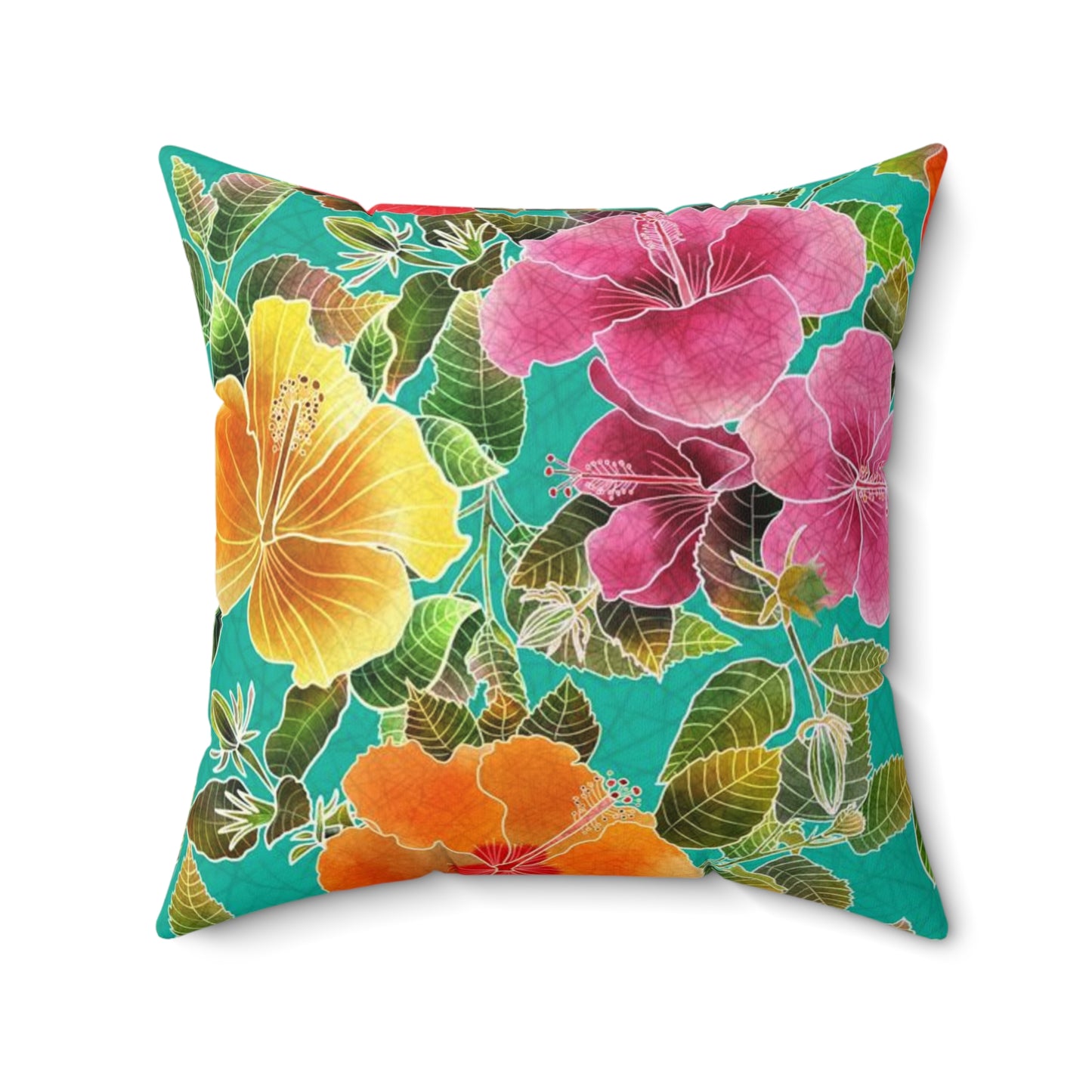 Hibiscus Garden Spun Polyester Square Pillow