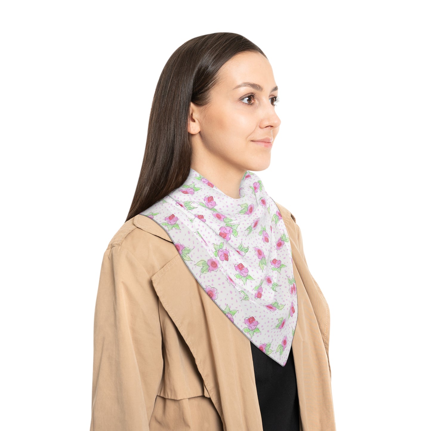 Maria’s Pink Roses Poly Scarf