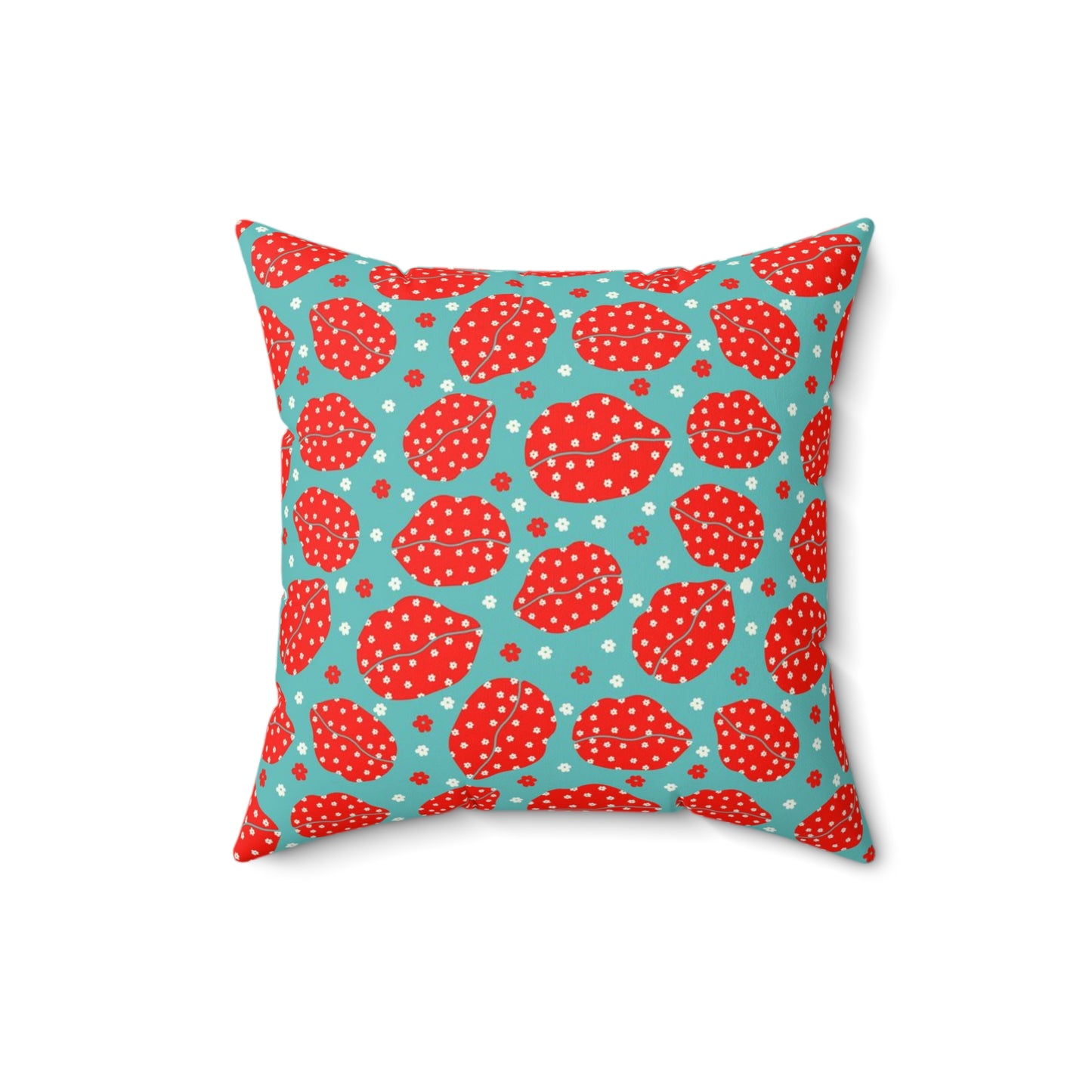 Red Hot Lips Spun Polyester Square Pillow