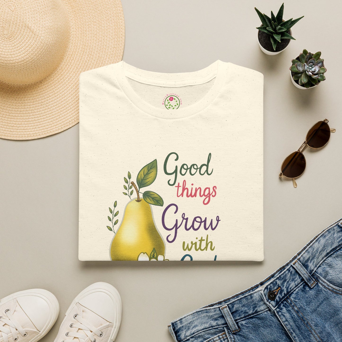 God Grows Pears T‑Shirt — “Good Things Grow with God” Faith Graphic Tee