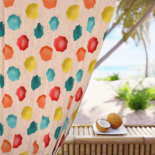 Beach Umbrellas Window Curtains (1 Piece)