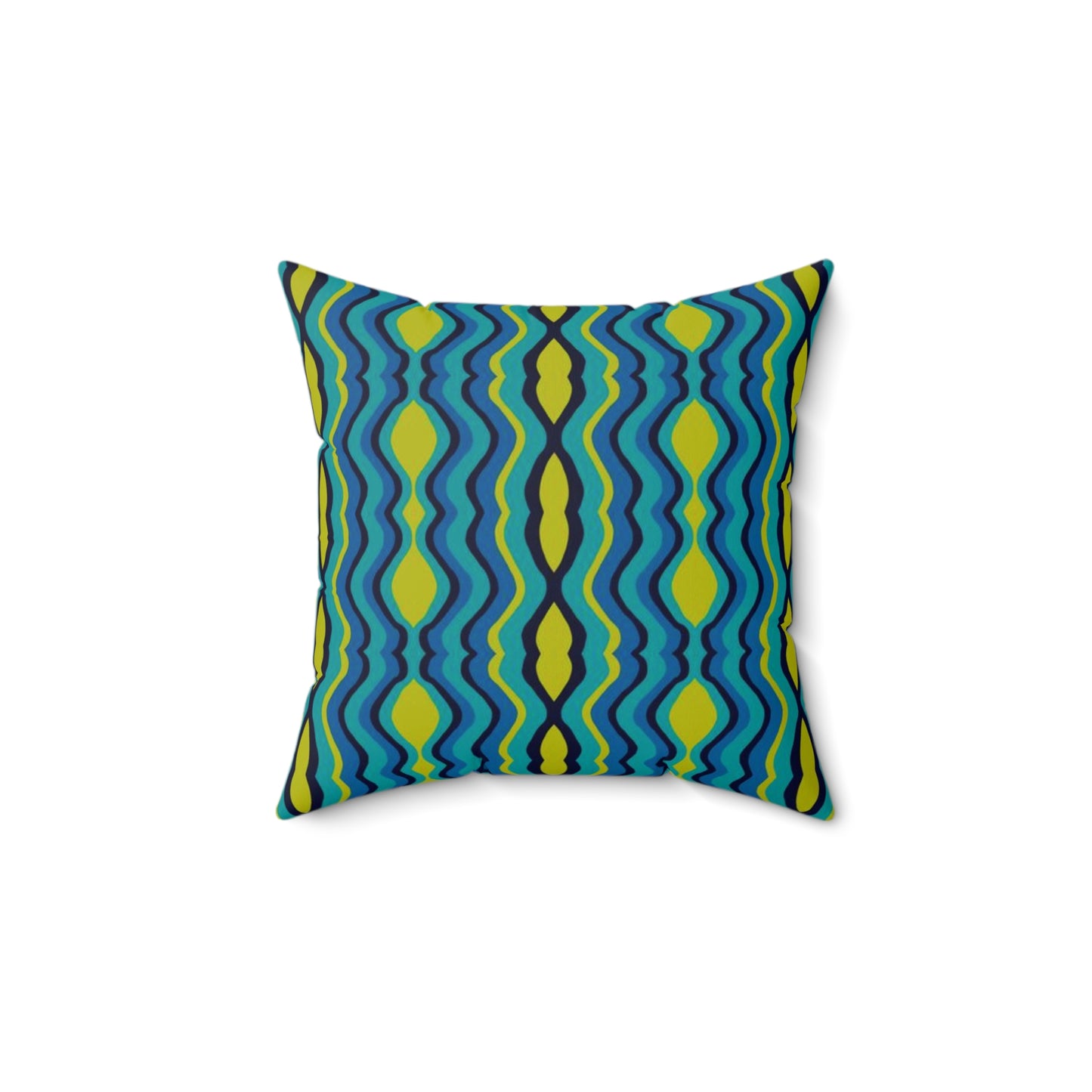 Wavy Stripes in blue and green Spun Polyester Square Pillow
