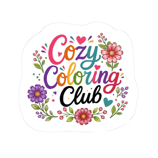 Cozy Coloring Club Floral Sticker — Cute Kiss-Cut Laptop Decal